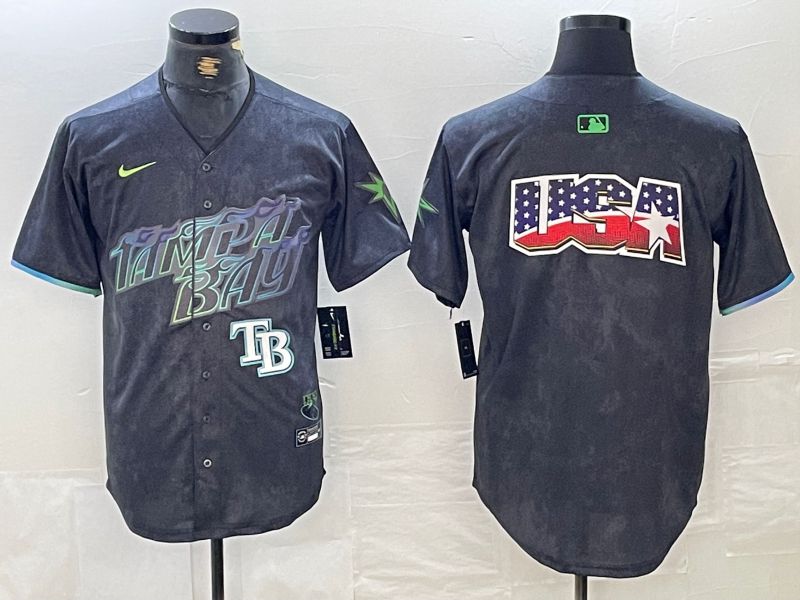 Men Tampa Bay Rays Blank Nike MLB Limited City Connect Black 2024 Jersey style 4